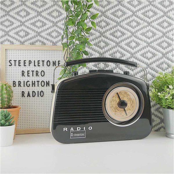 Steepletone Brighton 3 Band Portable Retro Radio - Black - Image 2