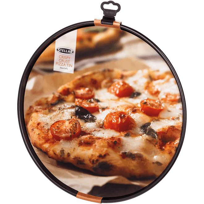 Stellar Bakeware, 35cm Crispy Crust Pizza Tin, Non-Stick. Dishwasher safe.