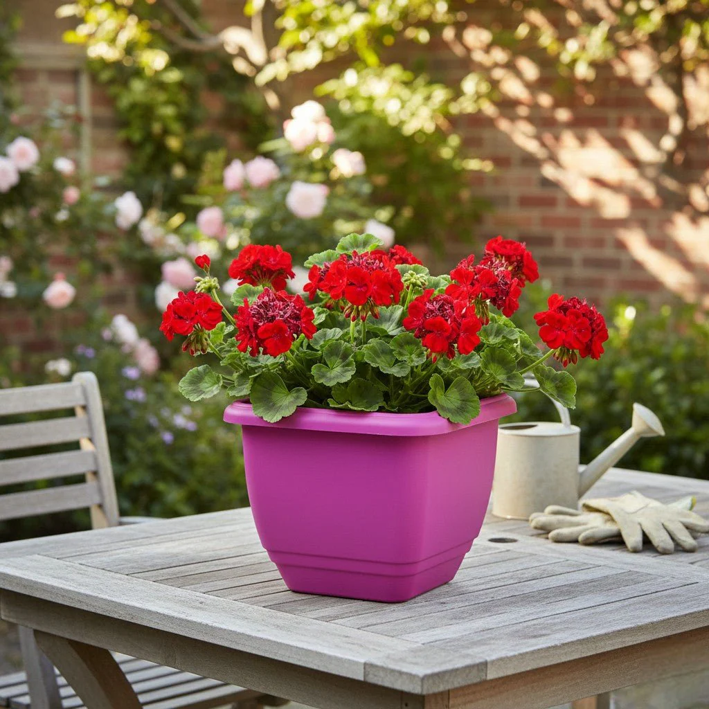 Stewarts 30cm Cherry Red Square Patio Planter - Image 2