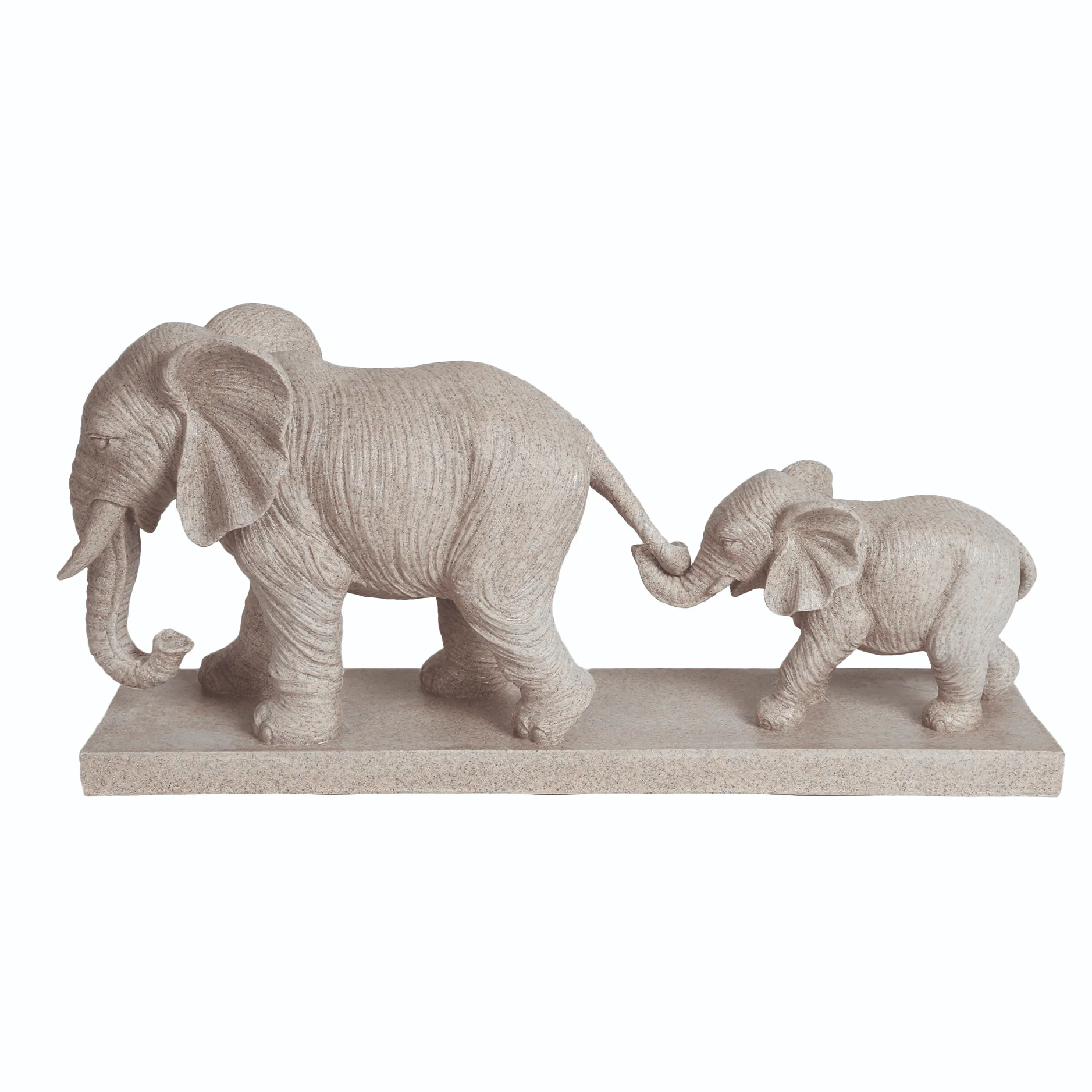 Stone Elephant Family Ornament 48 x 21cm