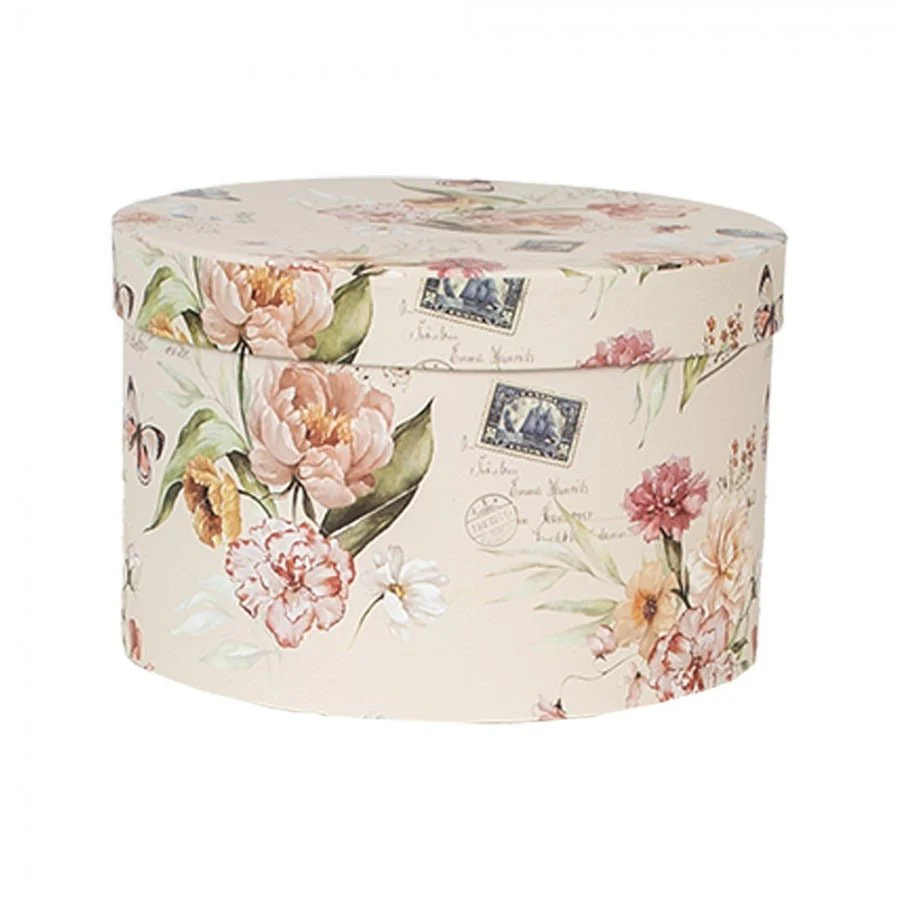 Storage Box Set of 3 Beige Cardboard Flowers - Image 2