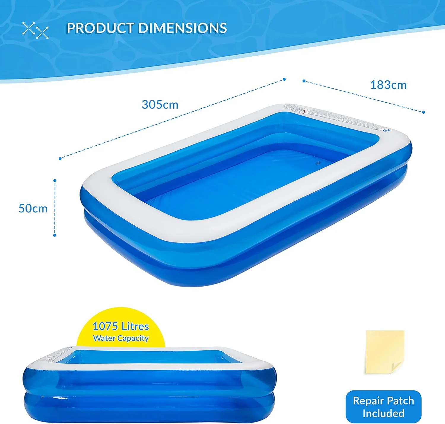 SunClub Extra Large Inflatable Family Pool – 3m - Image 7