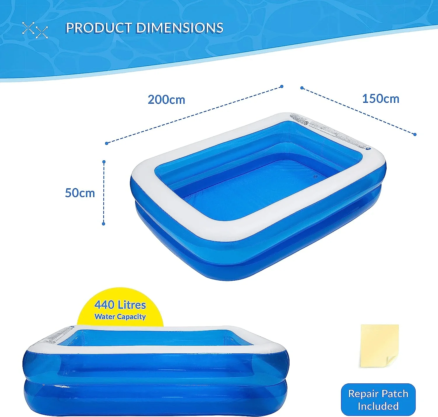 SunClub Inflatable Family Size Pool – 2m - Image 4