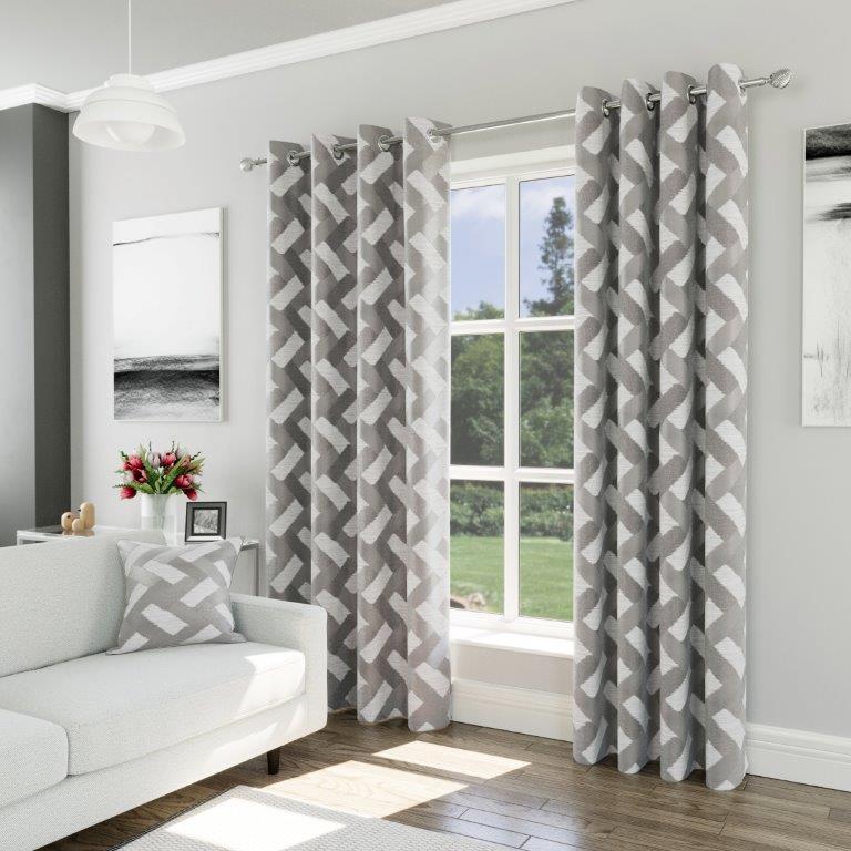 Sutton 90" x 90” Lined Eyelet Curtains Taupe