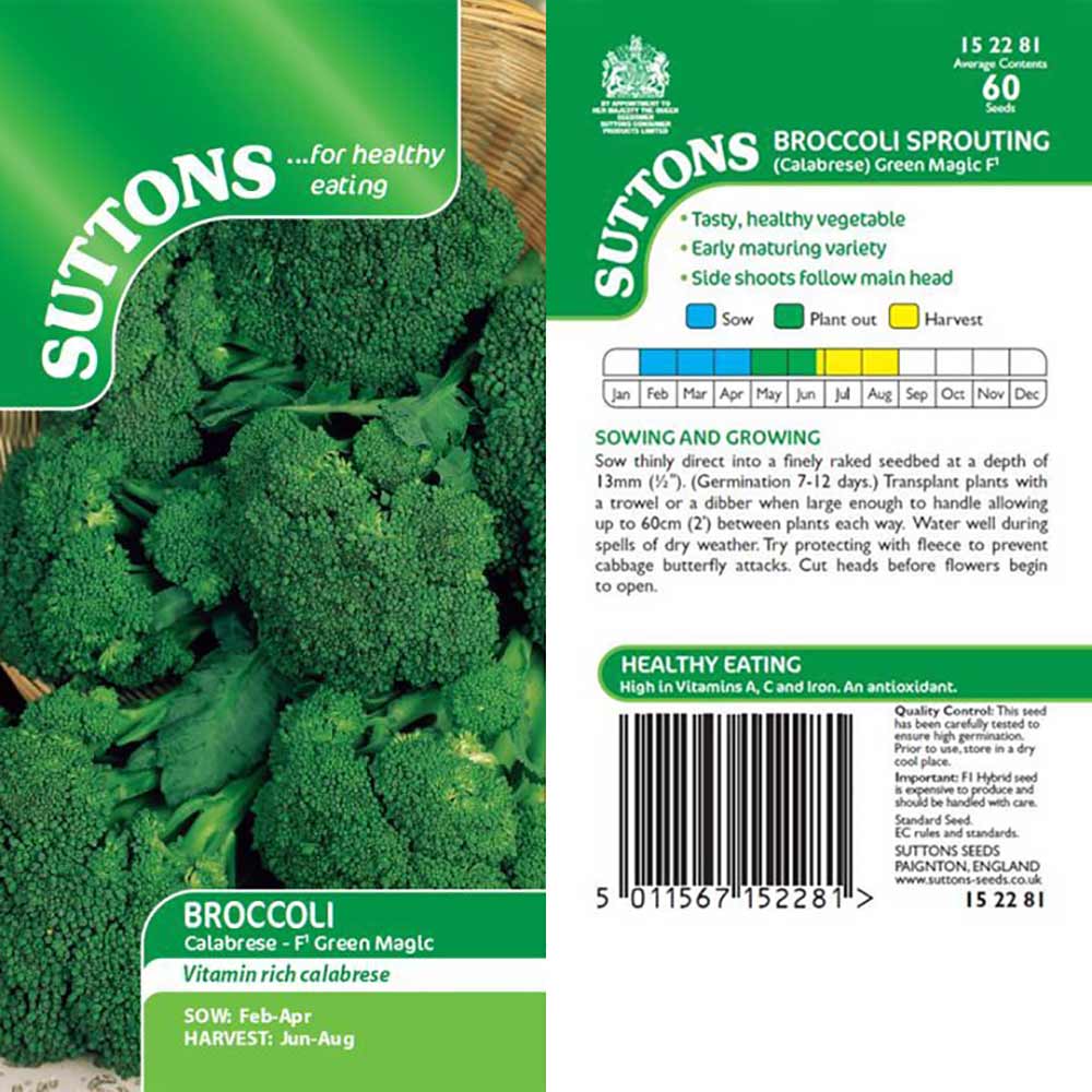 Suttons Broccoli Calabrese Green Magic F1 G152281