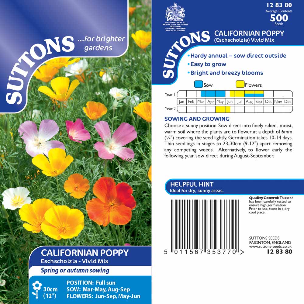 Suttons Californian Poppy Vivid Mix G128380