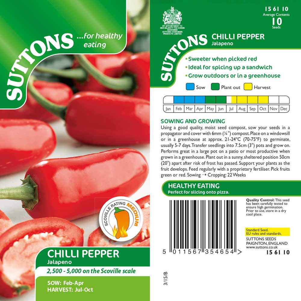 Suttons Capsicum Chilli Pepper Jalapeno - Image 2