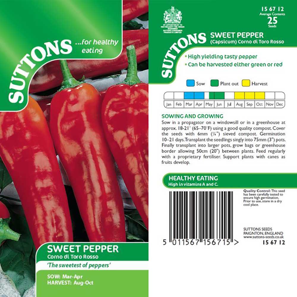 Suttons Capsicum Torno Di Toro Rosso 156712