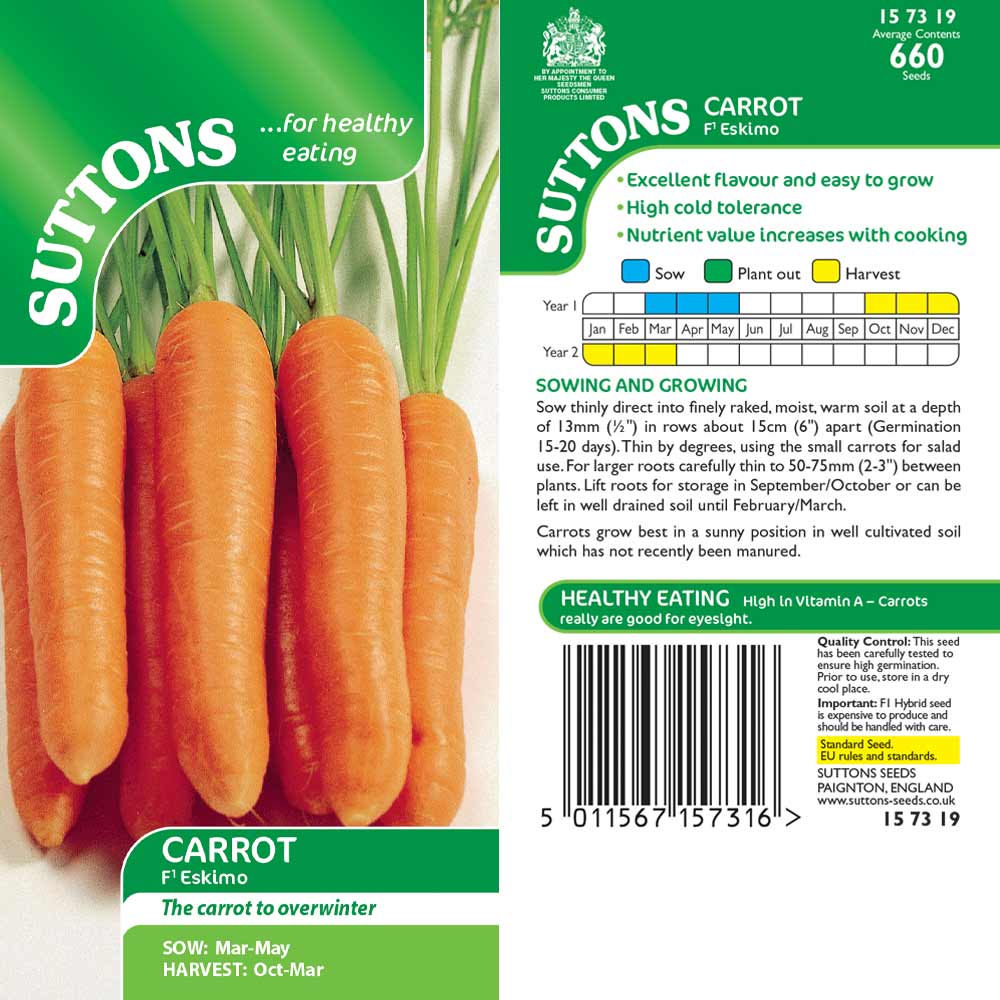 Suttons Carrot Eskimo F1 157319 - Image 2