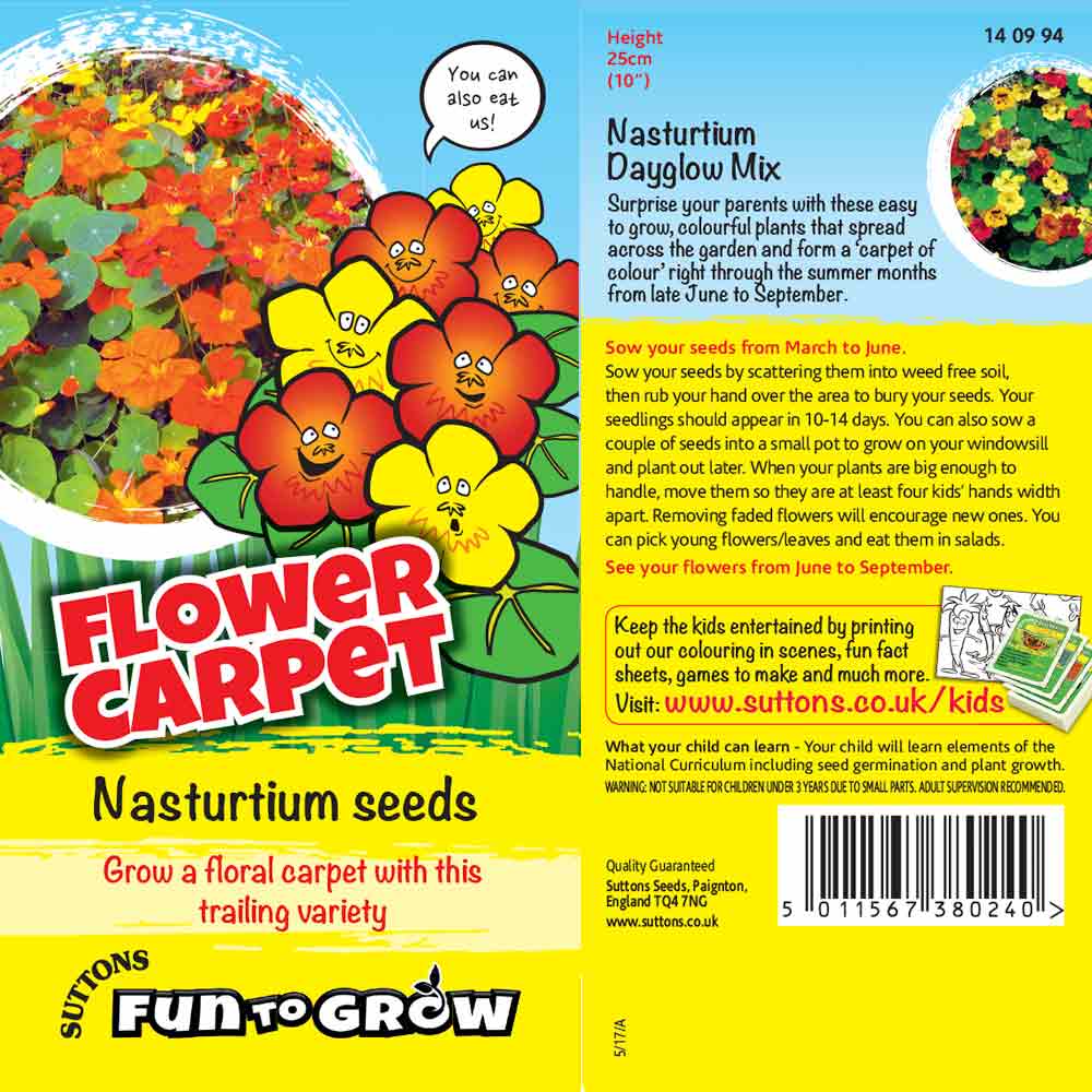 Suttons Flower Carpet (Nasturtium* Dayglow Mix) Ftg - Image 2