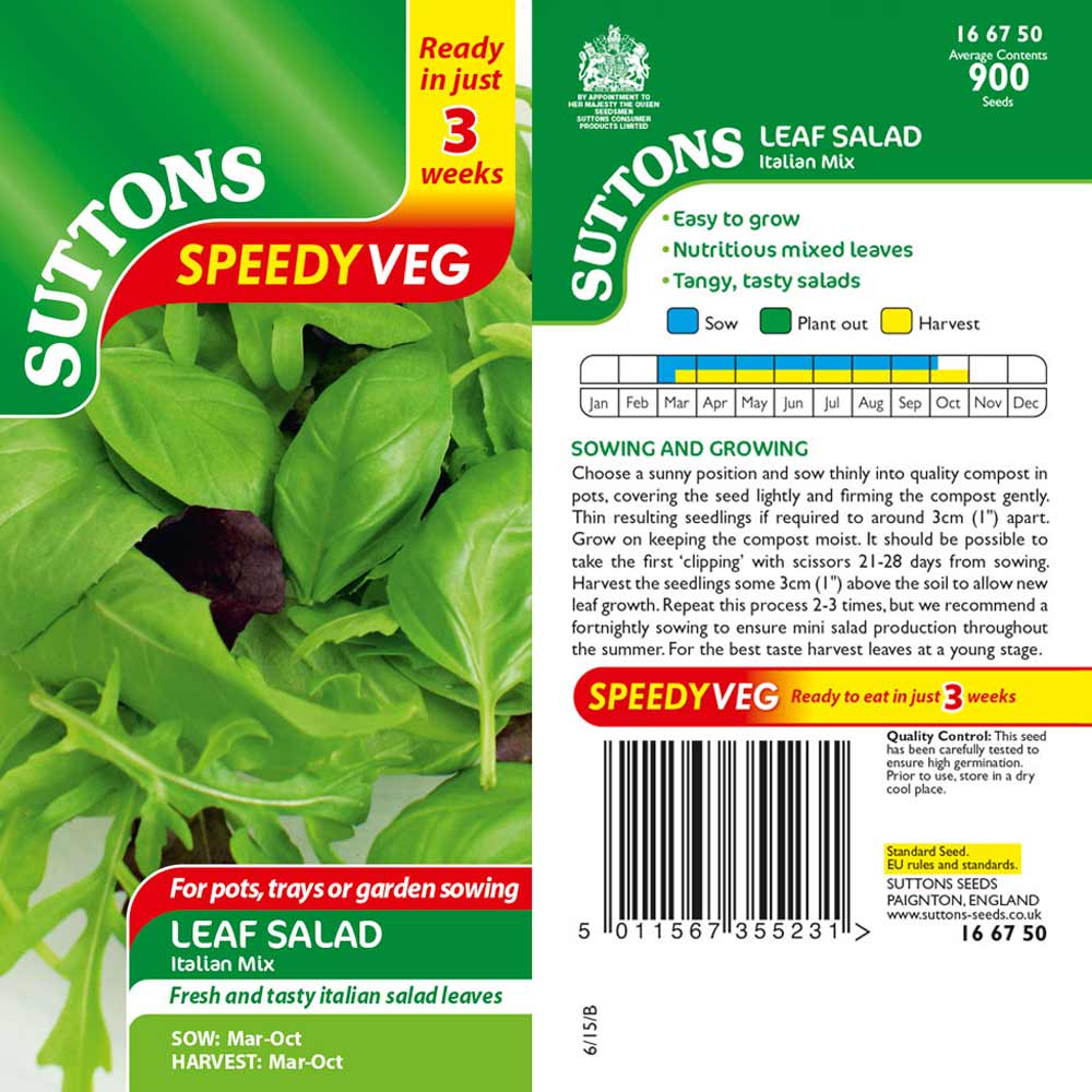 Suttons Leaf Salad Italian Speedy Veg G166750