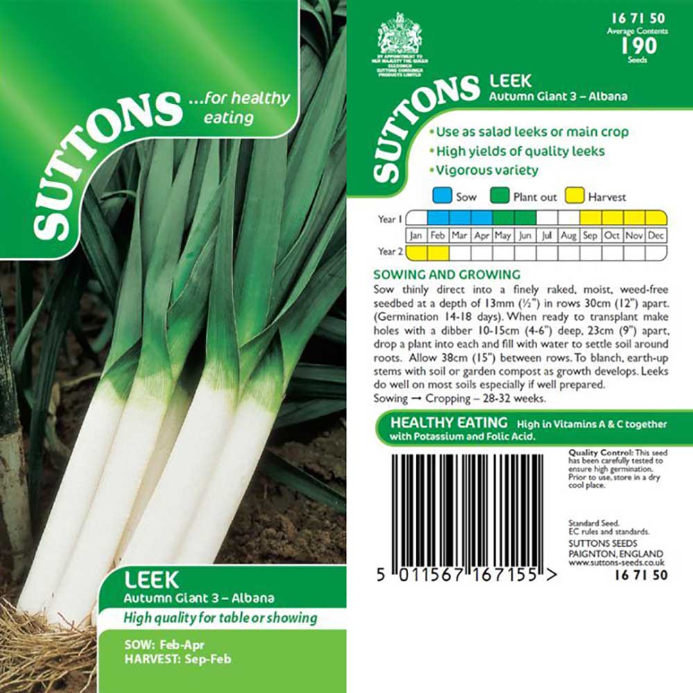 Suttons Leek Autumn Giant 3 Alabana 167150 - Image 2