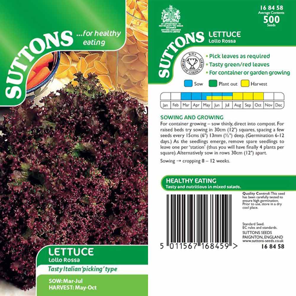 Suttons Lettuce Lollo Rossa 168458 - Image 2