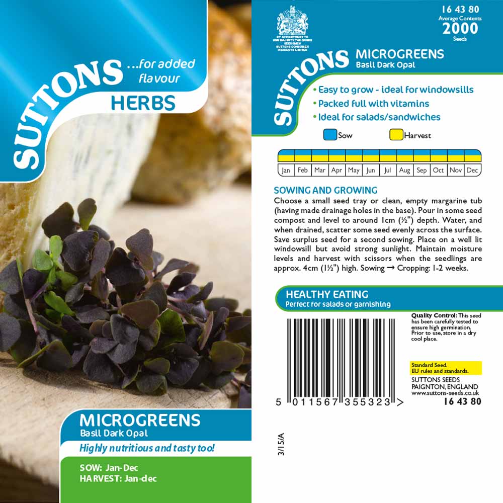 Suttons Microgreens Basil Dark Opal