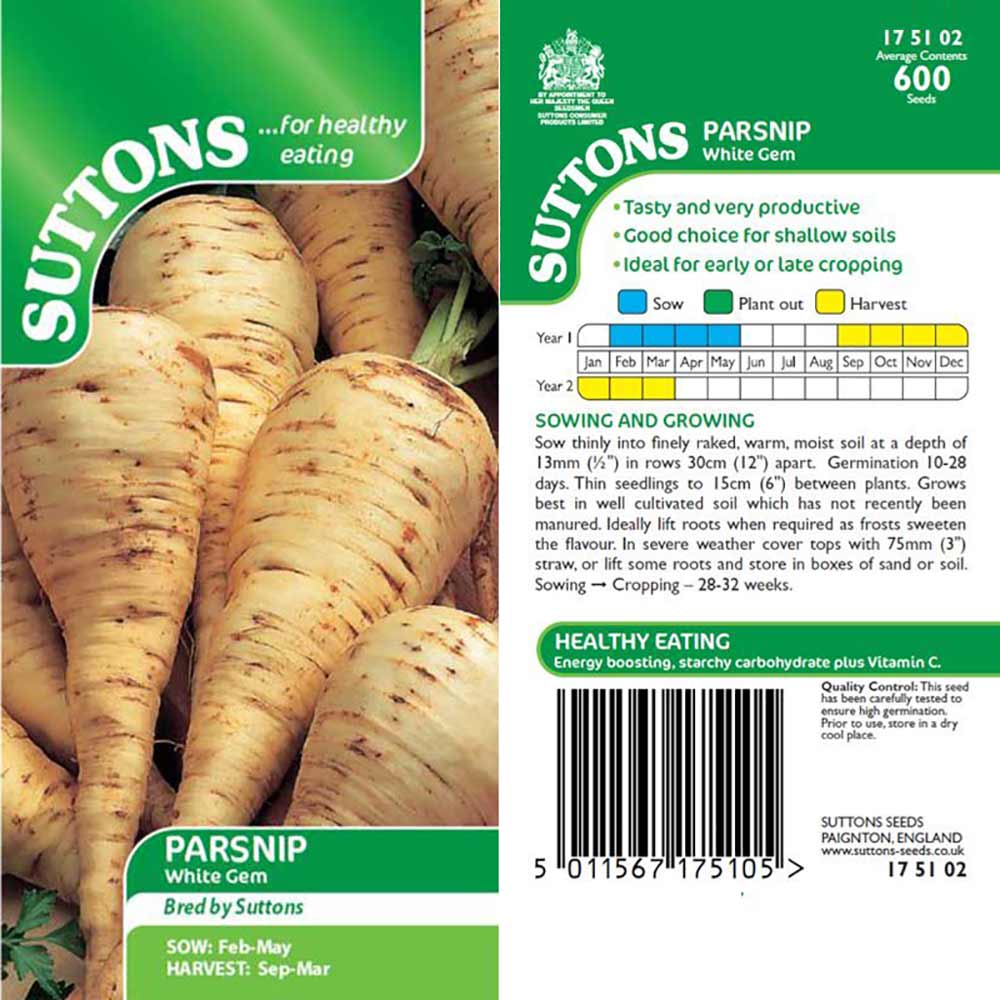 Suttons Parsnip White Gem 175102 - Image 2