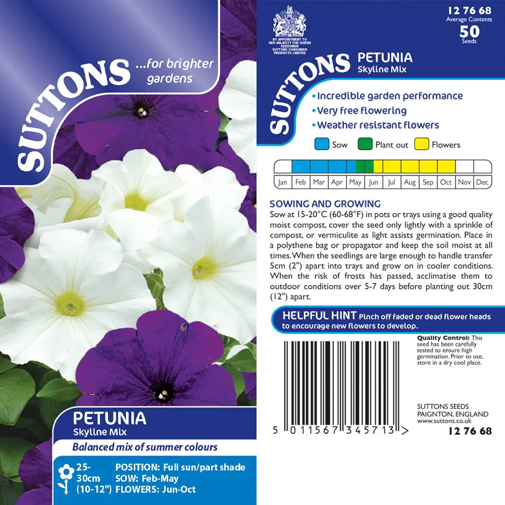 Suttons Petunia Carpet Skyline Mix 127668 - Image 2