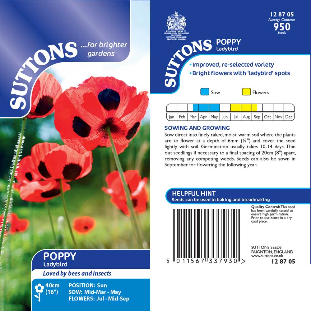 Suttons Poppy Ladybird 128705 - Image 2
