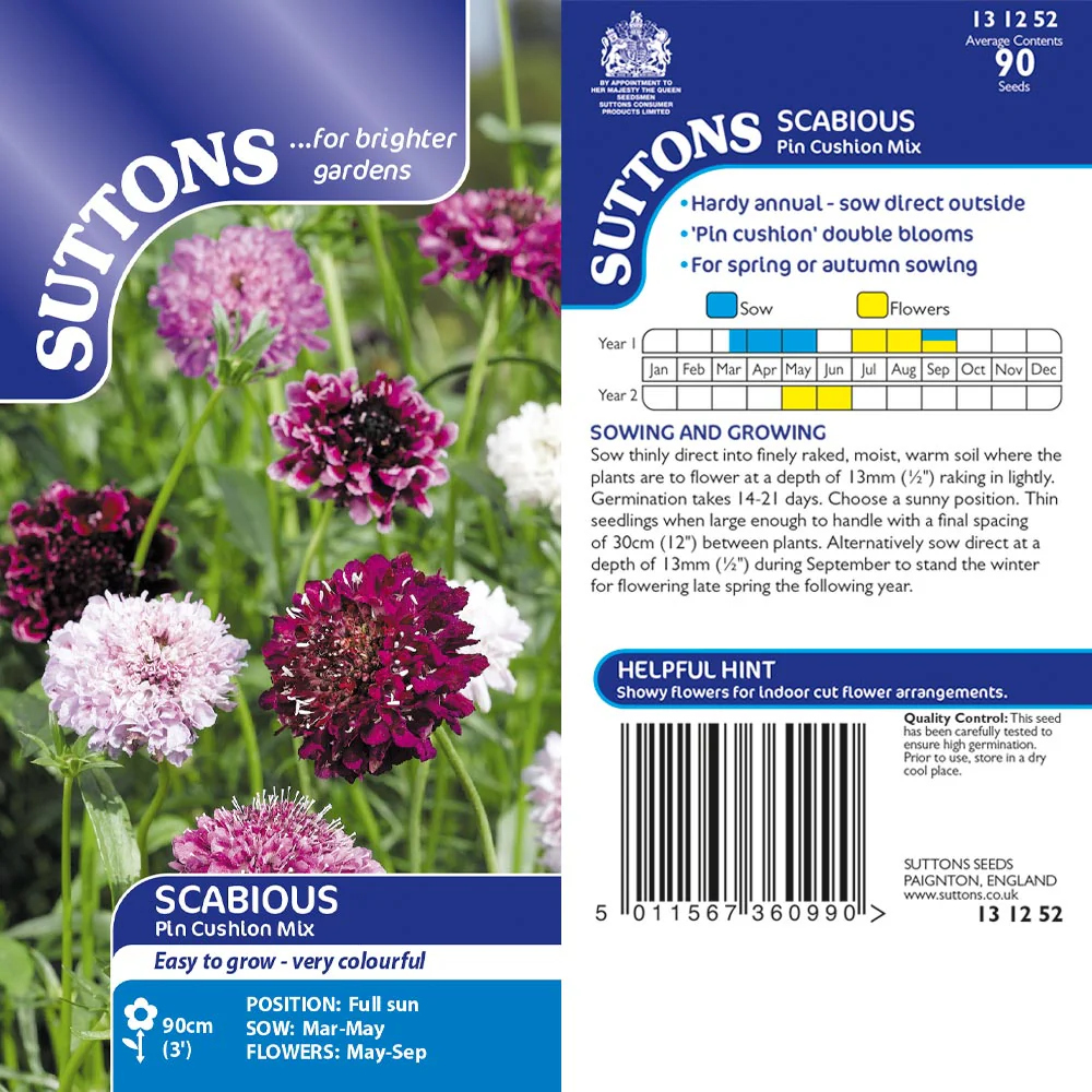 Suttons Scabious Pincushion Mix
