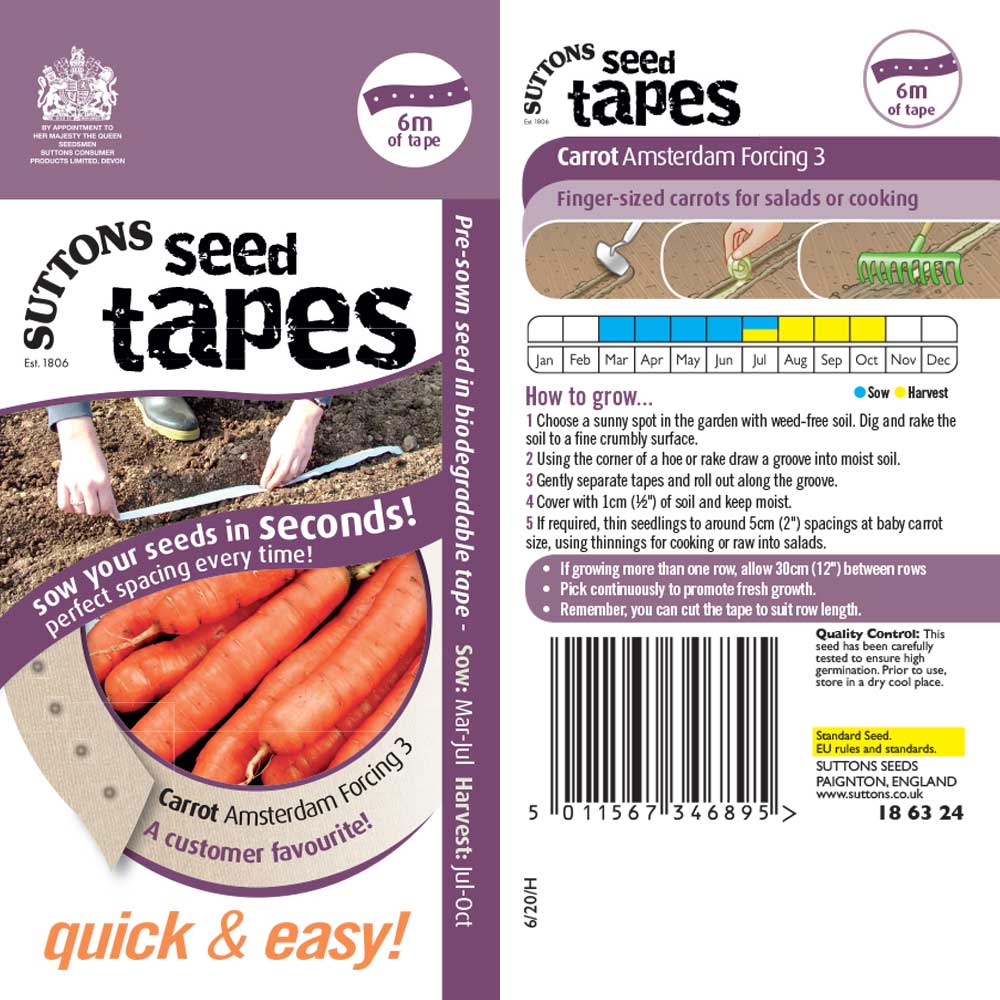 Suttons Seed Tape Carrot Forcing 186324 - Image 2