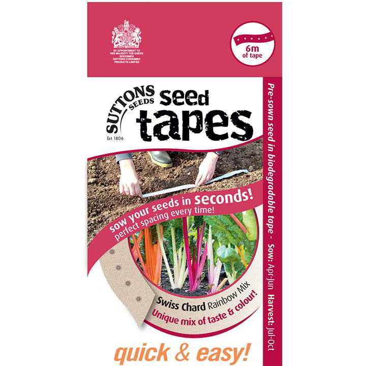Suttons Seed Tape Swiss Chard Rainbow 186311