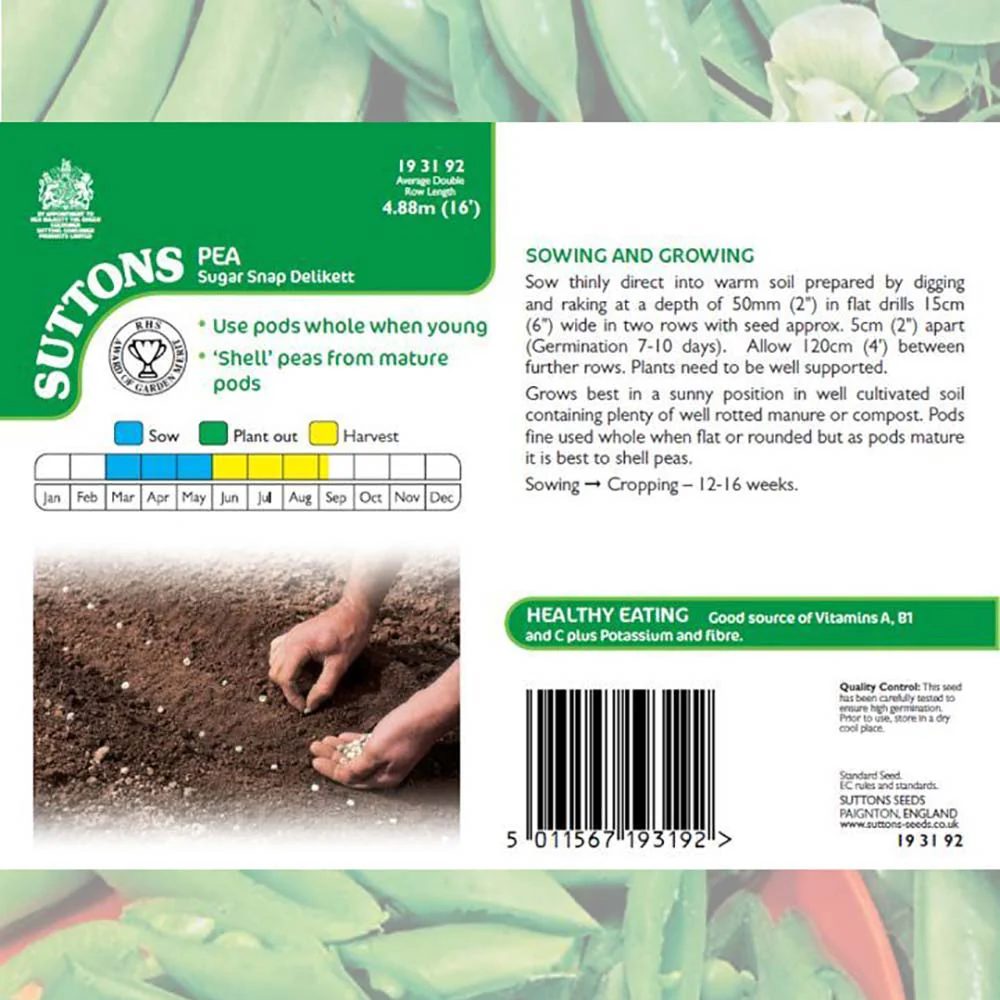 Suttons Snap Pea Sugar Delikett G193192