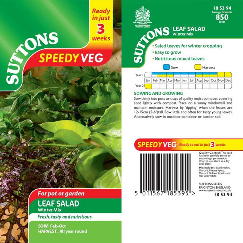 Suttons Speedy Veg Leaf Salad Winter Mix 185394