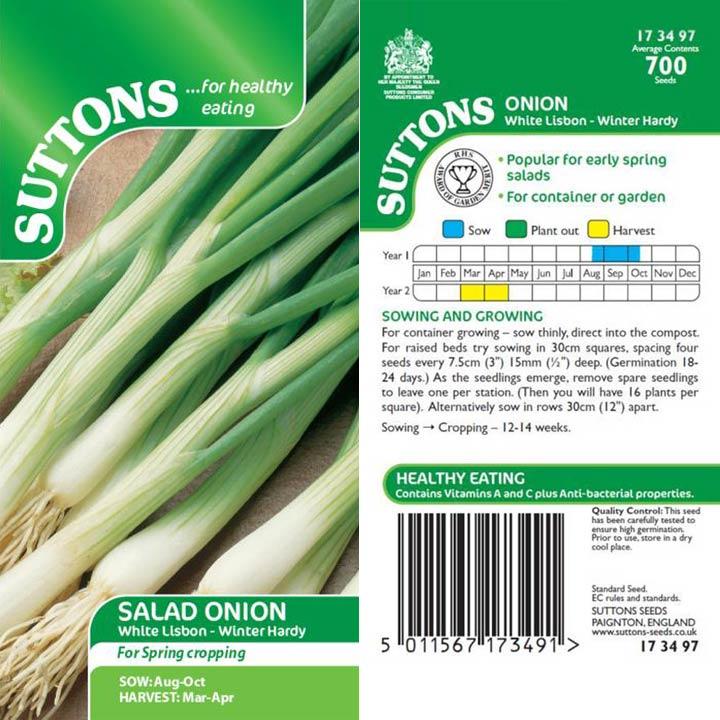 Suttons Spring Onion White Lisbon Winter Hardy 173497
