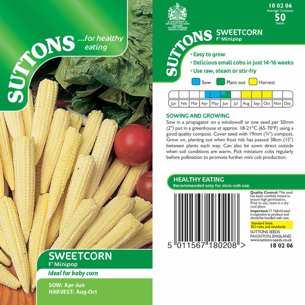 Suttons Sweet Corn Minipop F1 G180206