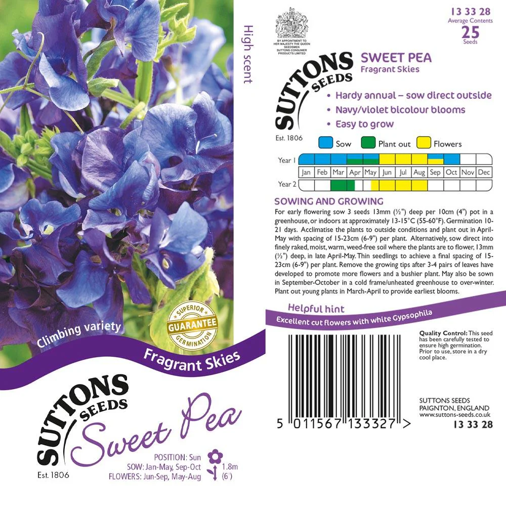 Suttons Sweet Pea Fragrant Skies 133328