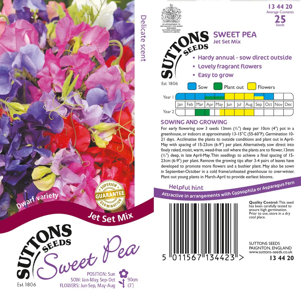 Suttons Sweet Pea Jet Set Mixed 134420 - Image 2