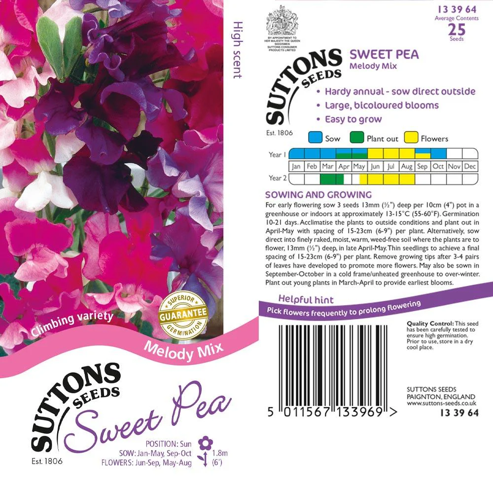 Suttons Sweet Pea Melody Mixed 133964