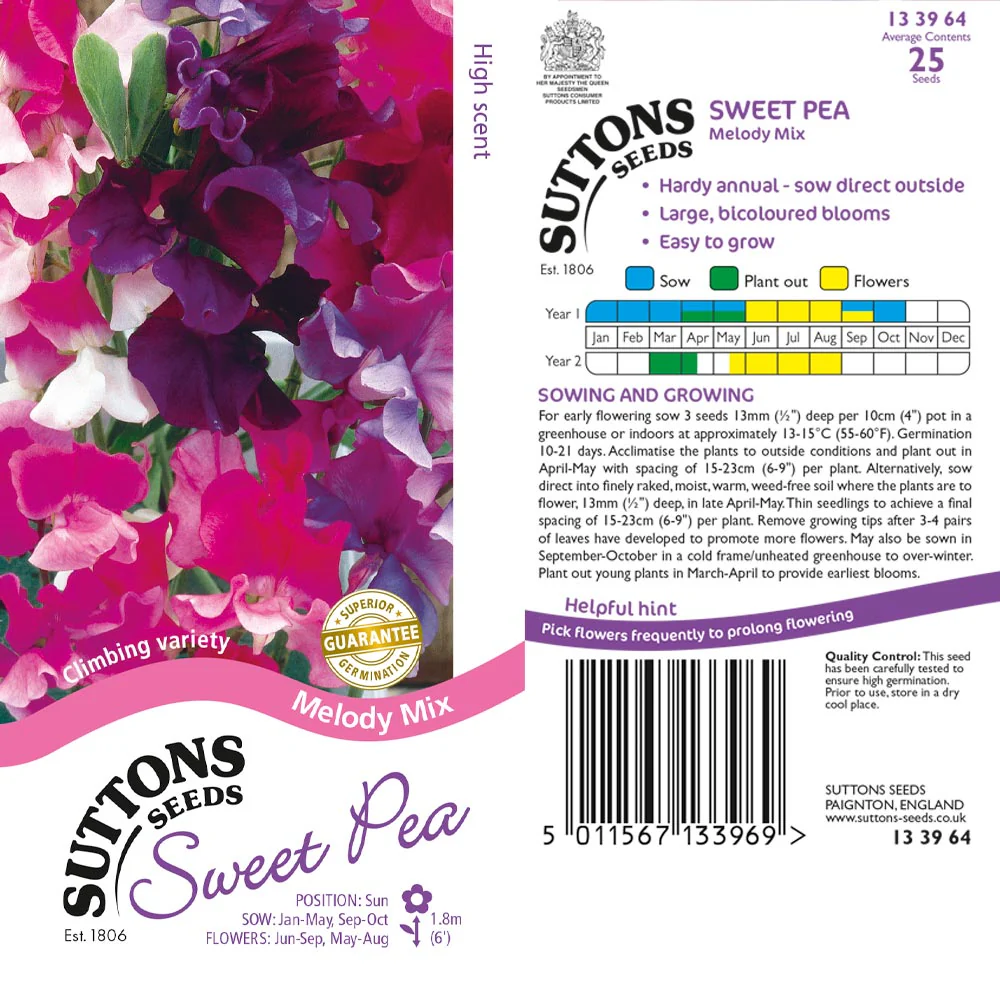 Suttons Sweet Pea Melody Mixed 133964 - Image 2