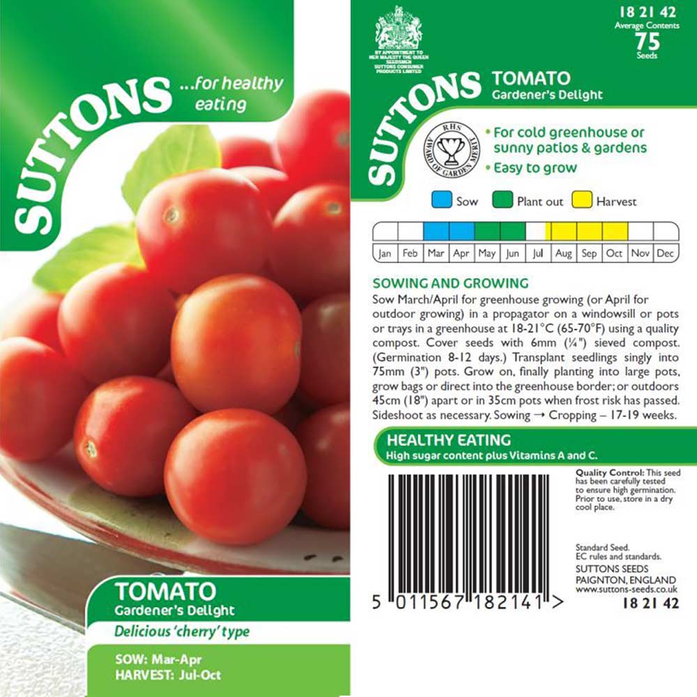 Suttons Tomato Gardener'S Delight 182142
