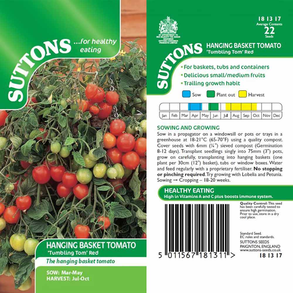 Suttons Tomato Tumbling Tom Red 181317