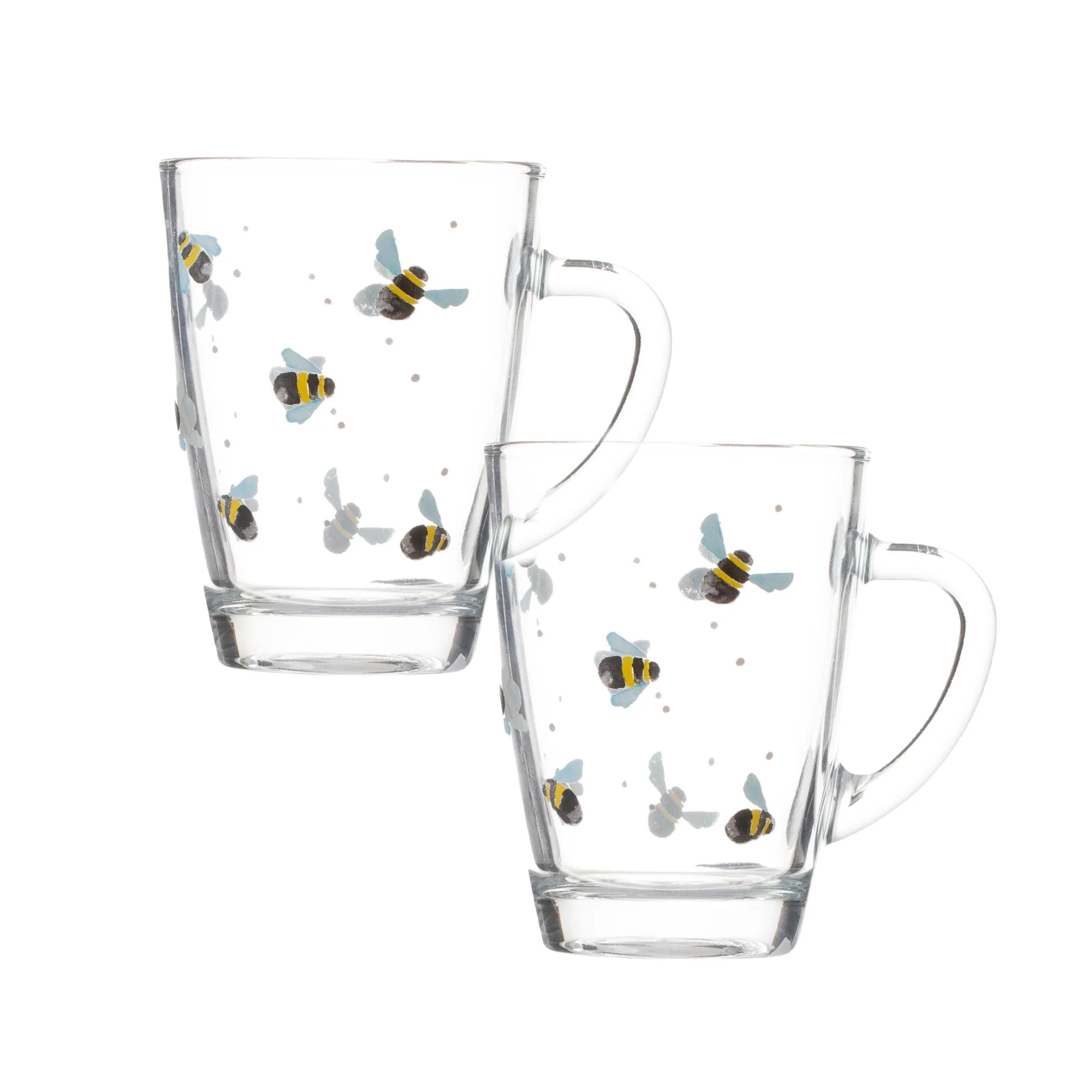 Sweet Bee Set Of 2 Glass Mugs 28cl