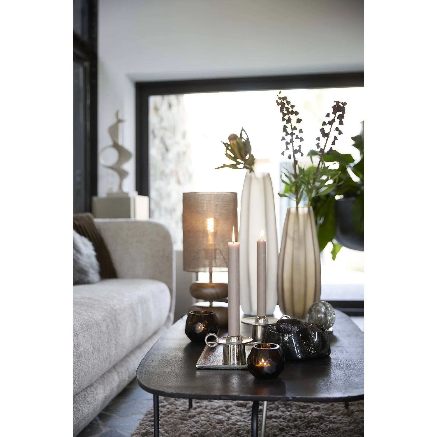 Table Lamp 22 x 50.5cm DANIALO Wood Print Dark Brown - Image 3
