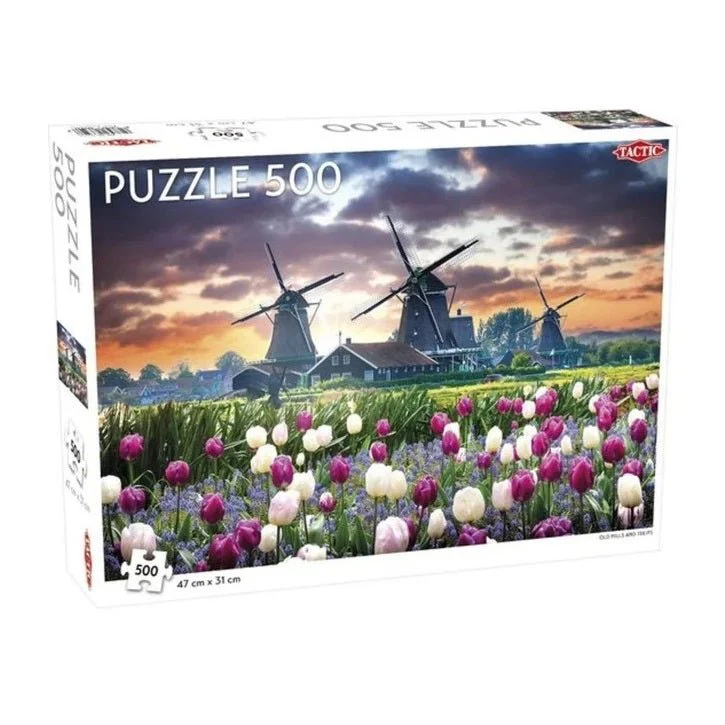 Tactic Old Mills & Tulips Jigsaw Puzzle - 500pc