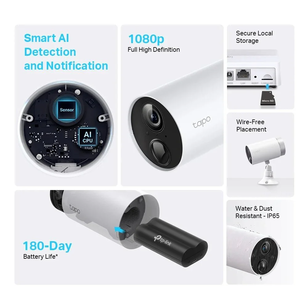 Tapo C400S2 Smart Wire-Free Security Camera System, 2-Camera System
