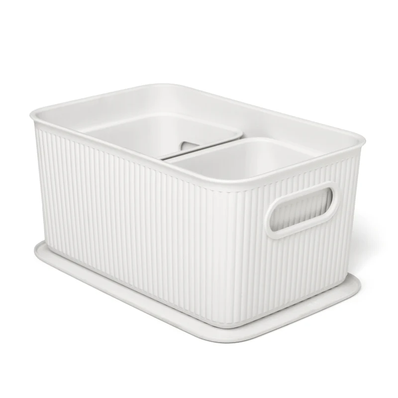 Tatay Baobab Set Of 3 Storage Baskets 5L+ 2x1.5L+ Lid White