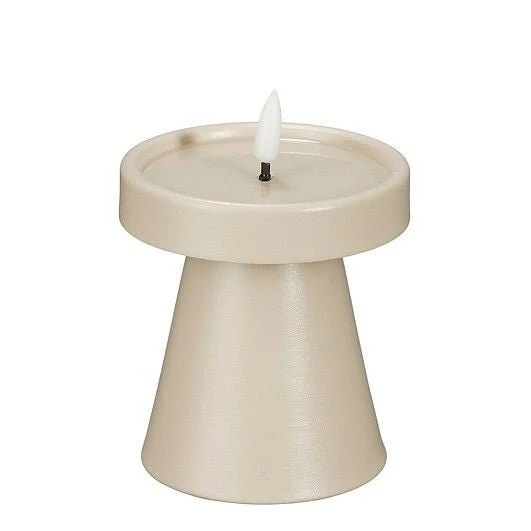 Taupe Battery Operated LED Candle with Timer h10xd9cm