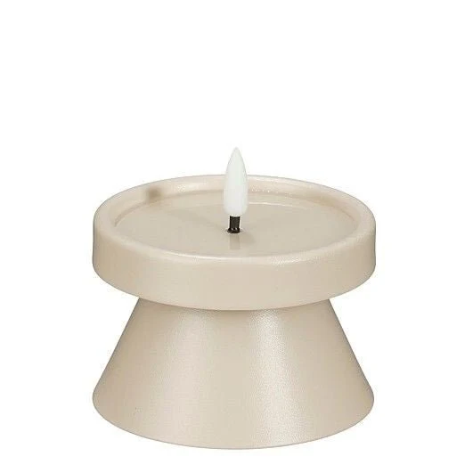 Taupe Battery Operated LED Candle with Timer h6,5xd9cm