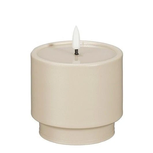 Taupe Battery Operated LED Candle with Timer h8,5xd9cm
