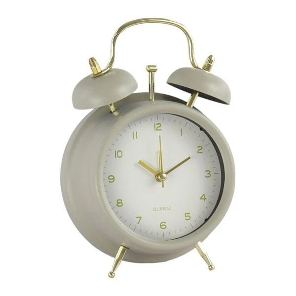 Taupe Retro Table Clock 17cm