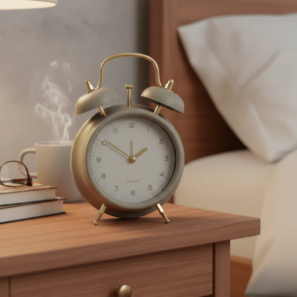 Taupe Retro Table Clock 17cm - Image 2