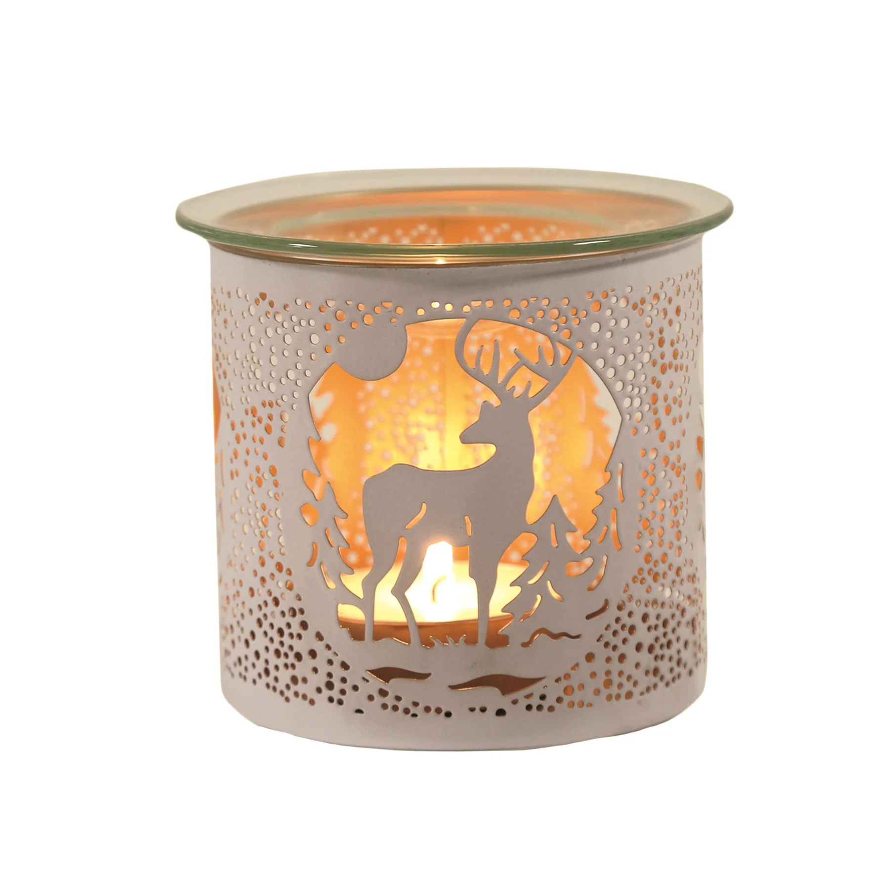 Tealight Wax Melter and Candle Holder - White Stag 10.5cm