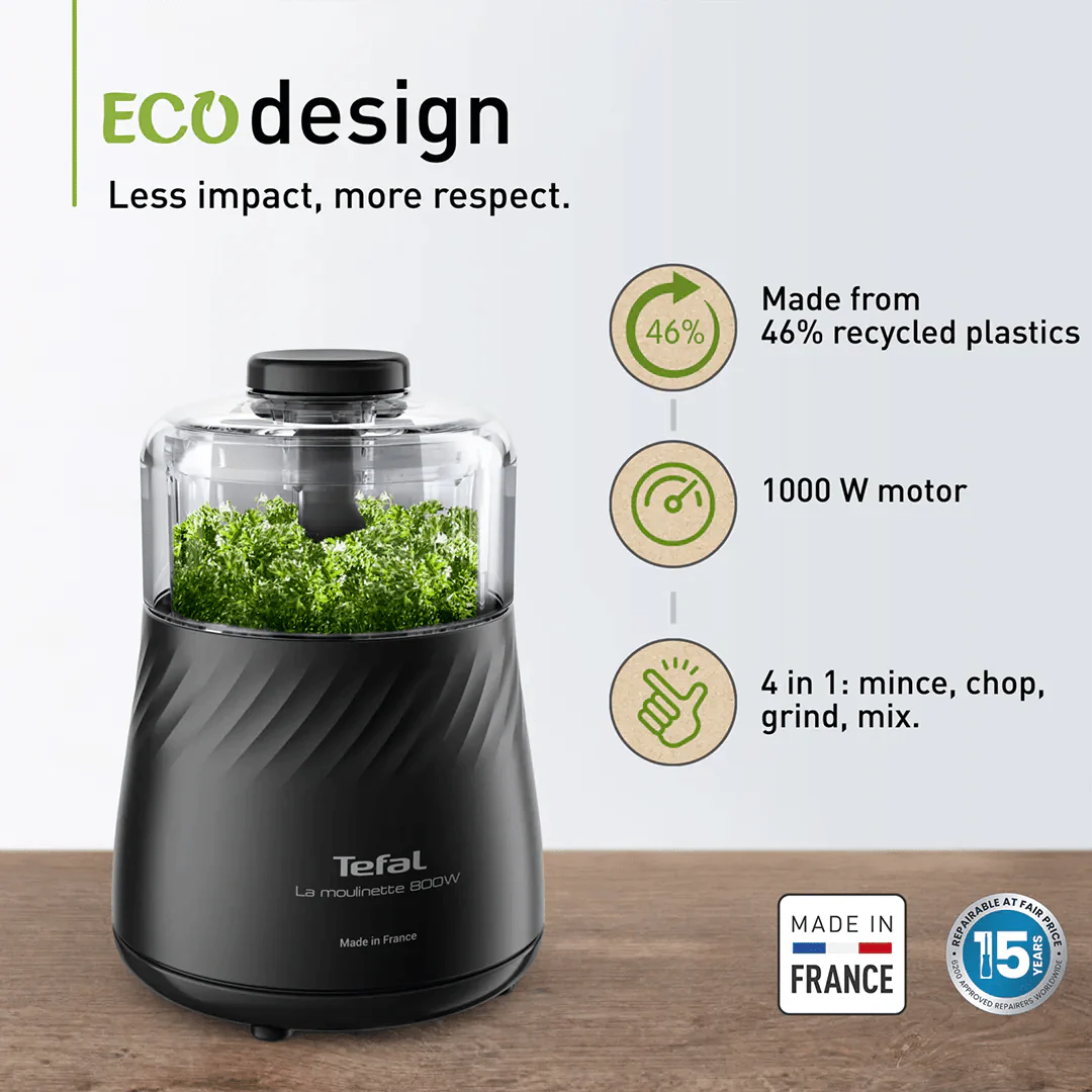 Tefal Eco Respect Moulinette MB710840 – 4-in-1 Chopper, Mixer, Grinder & Blender - Image 4