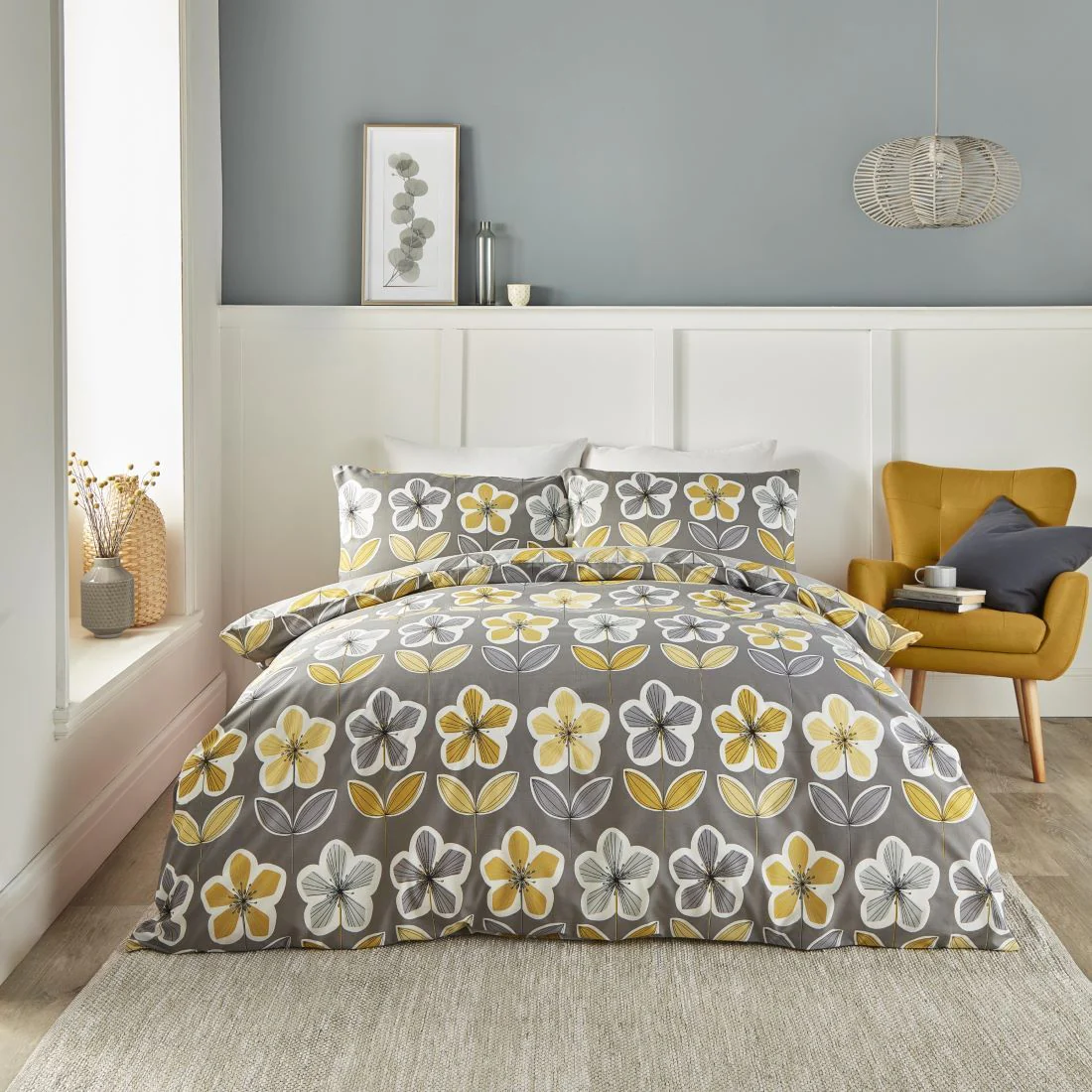 Thea Grey Duvet Set Kingsize