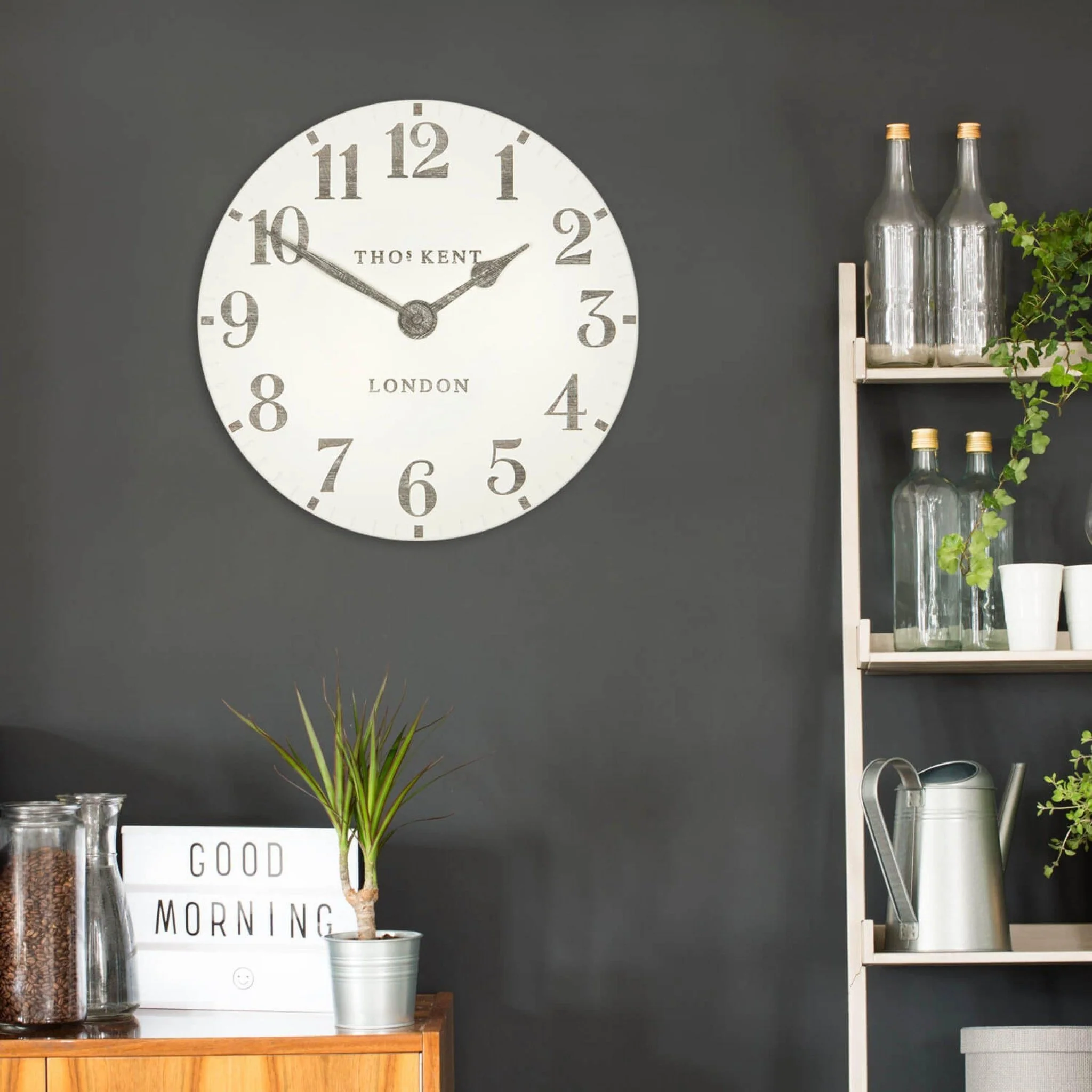 Thomas Kent 12" Arabic Wall Clock Limestone - Image 3