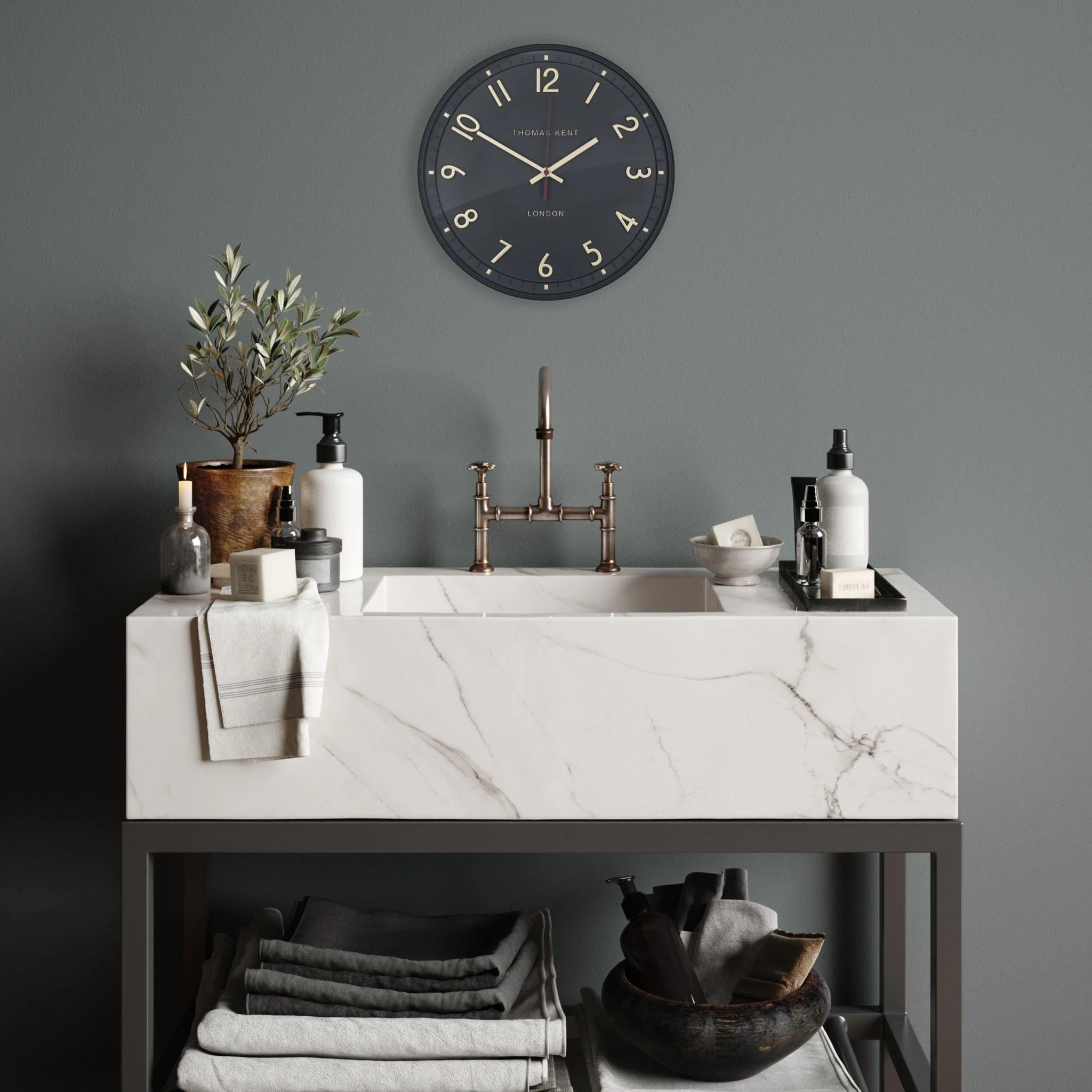 Thomas Kent 14" Tresco Wall Clock Charcoal - Image 4