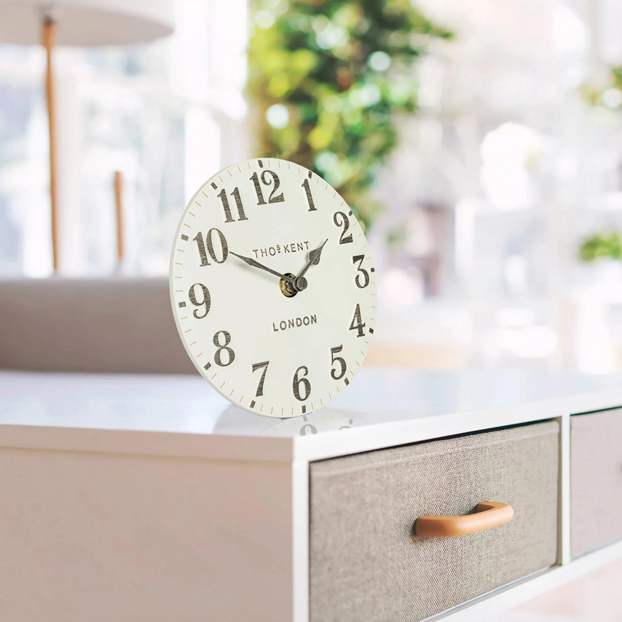 Thomas Kent 6" Arabic Mantel Clock Limestone - Image 2